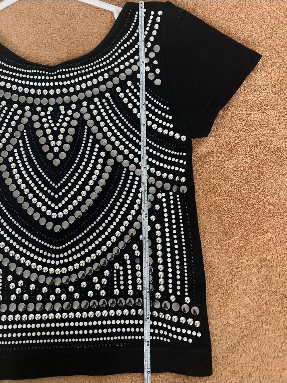bebe Black Crop Top with Silver Stud Embellishment - Picture 3 of 6